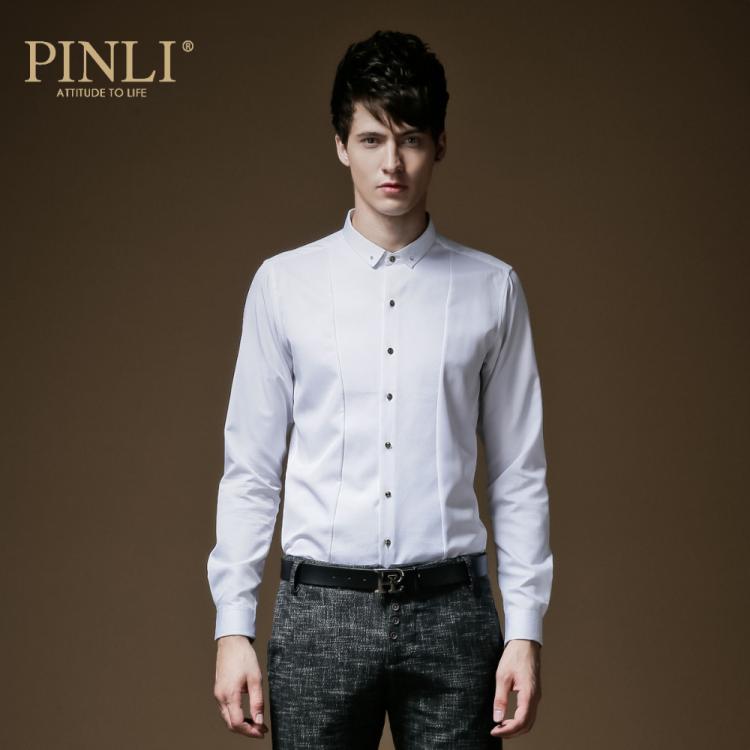 all in one place בגדי גברים Free Shipping New fashion casual personality male men's long sleeved Autumn fashion slim shirt collar micro solid 8776 on sal