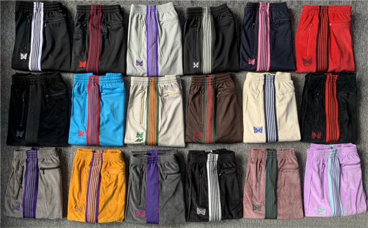all in one place בגדי גברים 2020FW Stripe Needles AWGE Sweatpants Men Women 1:1 High Quality Jogger Needles Sweatpants Butterfly Embroidery AWGE Trousers
