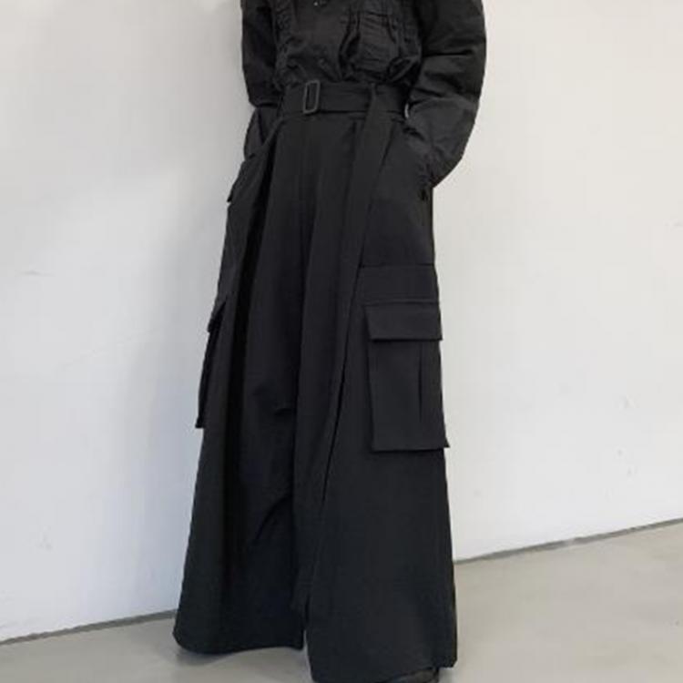 all in one place בגדי גברים Men Japan Loose Casual Wide Leg Cargo Pants Male Street wear Hip Hop Punk Gothic Harem Belt Trousers Kimono Straight Skirt Pants