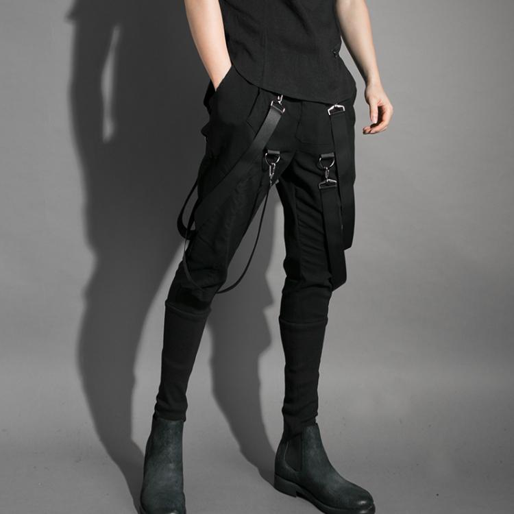 all in one place בגדי גברים Men multi pockets hip hop punk harem pants ribbons street wear man casual joggers elastic waist cargo trousers techwear