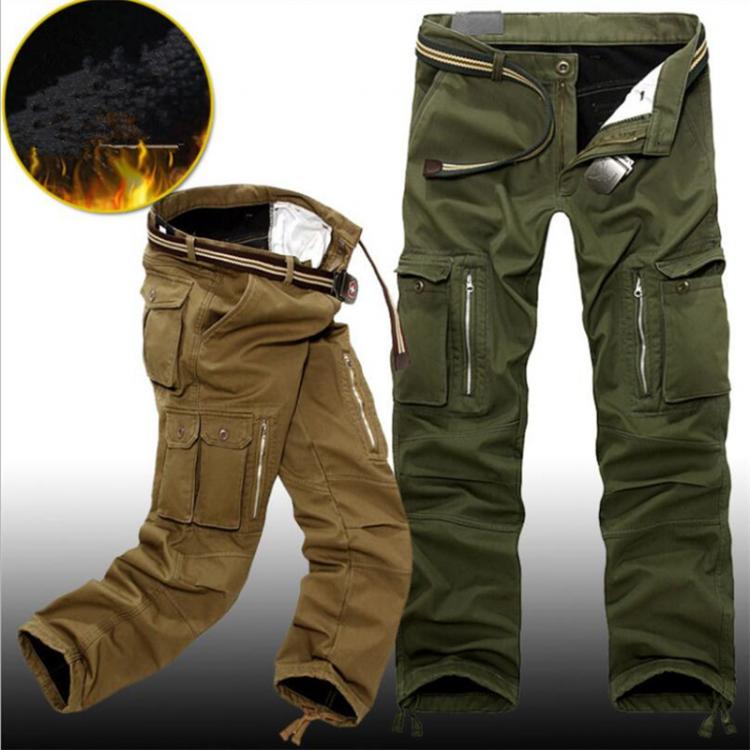 all in one place בגדי גברים Winter Fleece Warm Tactical Pants Zip Cotton Trousers Loose Army Green Cargo Pants Men Casual Plus Thicken Tooling Pants size 40
