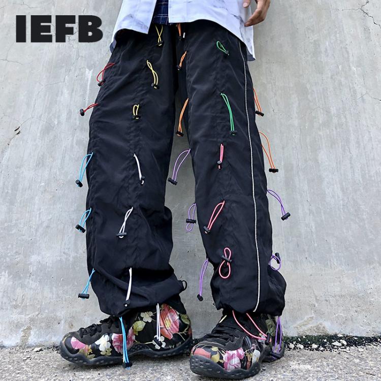 all in one place בגדי גברים IEFB men's wear drawstring function casyak sweapants 2021 tide new High Street oversized loose drawstring wide leg pants 9Y30