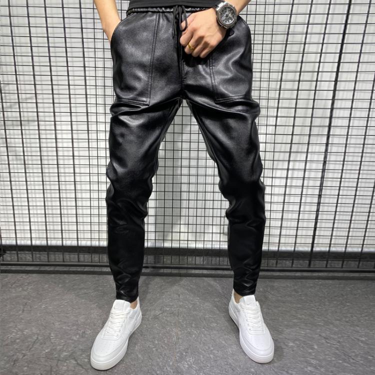 all in one place בגדי גברים New Winter Thick Warm PU Leather Pants Men Clothing 2021 Simple Big Pocket Windproof Casual Motorcycle Trousers Black Plus Size