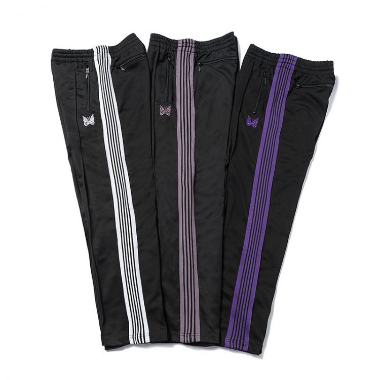 all in one place בגדי גברים Casual Streetwear AWGE Needles Sweatpants Women Men Striped Zipper AWGE Pants Butterfly Embroidery Joggers Needles Trousers
