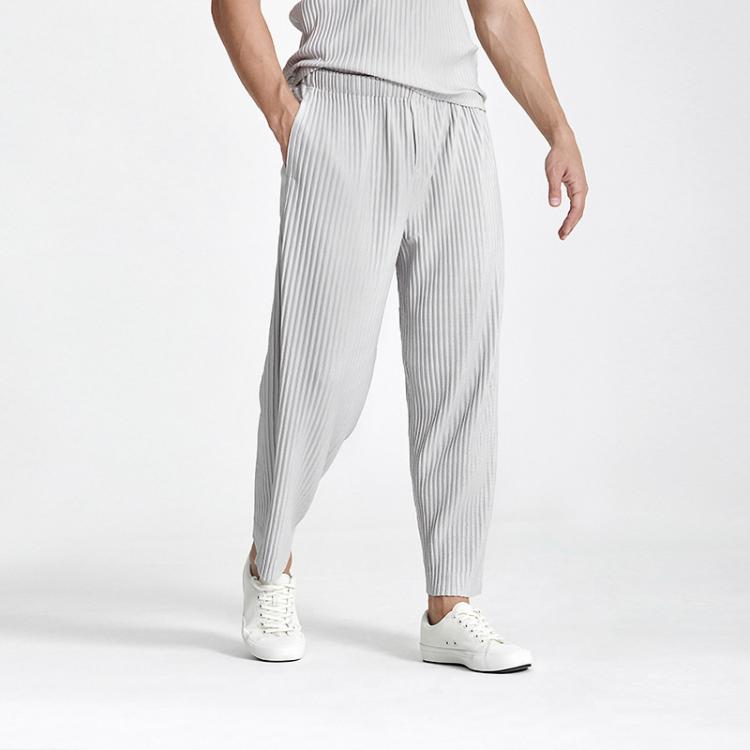 all in one place בגדי גברים IEFB Japanese Streetwear Fashion Pleated Men's Casual Pants New Loose Large Size High Elastic Straight Pants For Summer 2021