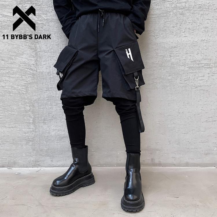 all in one place בגדי גברים 11 BYBB'S DARK Tactical Function Cargo Pants Man Fake Two Embroidery Harem Pants Streetwear Harajuku Joggers Men Trousers Bla