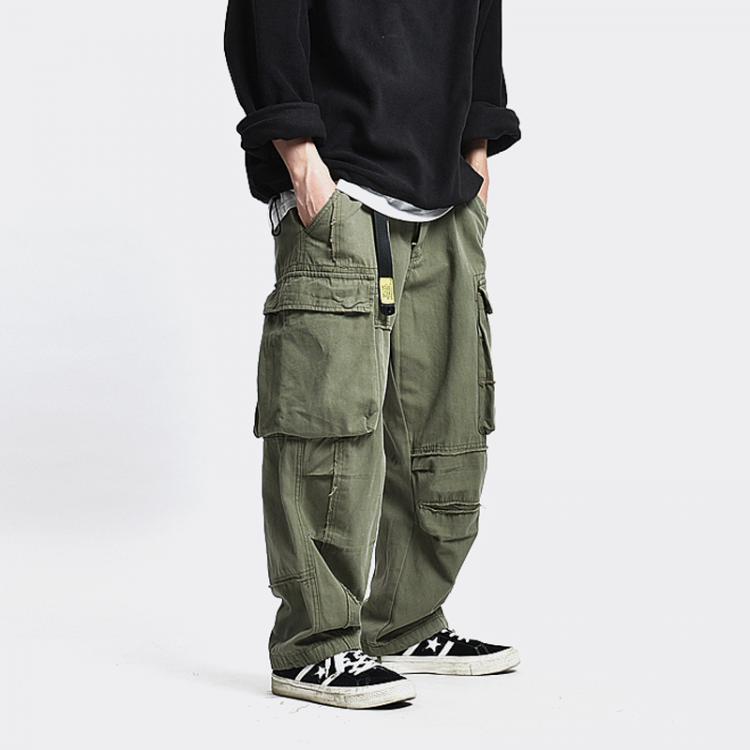 all in one place בגדי גברים Safari Style Multi Pocket Cargo Pants Men Loose Work Trousers Mens Streetwear Casual Pants