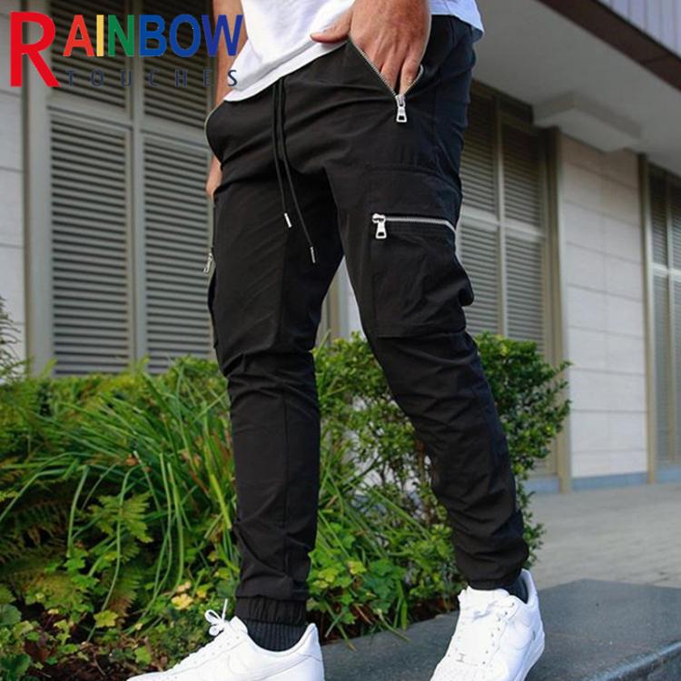 all in one place בגדי גברים Rainbowtouches Cargo Pants 2021 New Sweatpants Men's Pants Zip Pocket Men Pants Casual Stretch Fabric Running Men's Trou