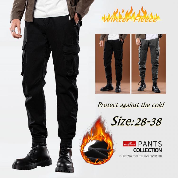 all in one place בגדי גברים BAPAI Men's Winter Fleece Trousers Casual Warm Oversized Cargo Pants Outdoor Army Pants Multifunctional Combat Trousers
