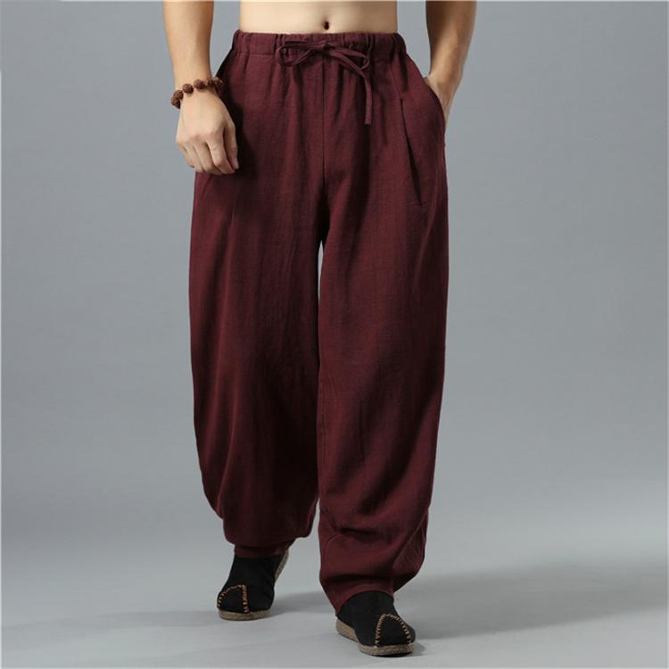 all in one place בגדי גברים Summer Men Cotton Linen Wide Leg Pants Chinese Style Male High Street Casual Long Trousers Sweatpants Plus Size M-5XL 6XL