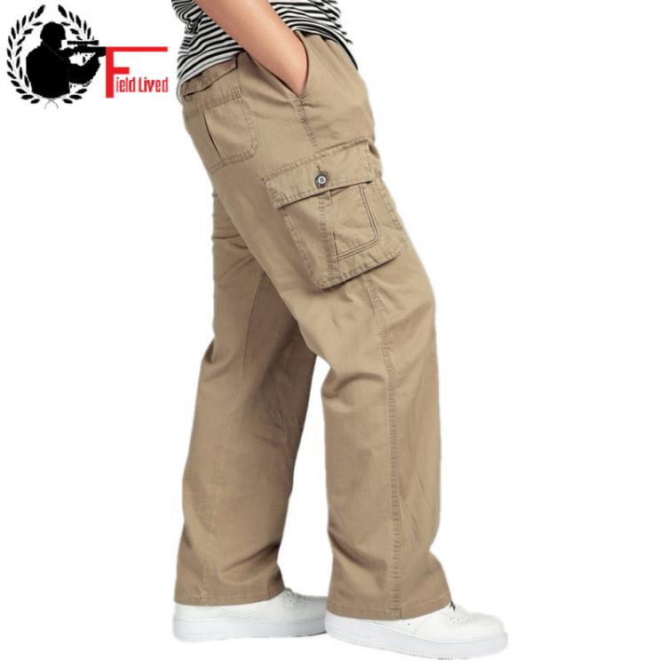 all in one place בגדי גברים Men's Pants Large size Big 4xl 5xl 6xl Plus Summer Men Elastic Waist Multi Pocket Long Baggy Straight Cargo Jogger Trousers M