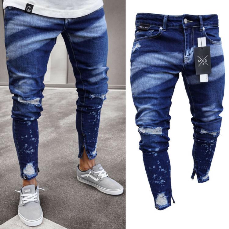 all in one place בגדי גברים 2021 Brand New Style Stylish Men's Ripped Skinny Jeans Destroyed Frayed Slim Fit Denim Pants Trousers