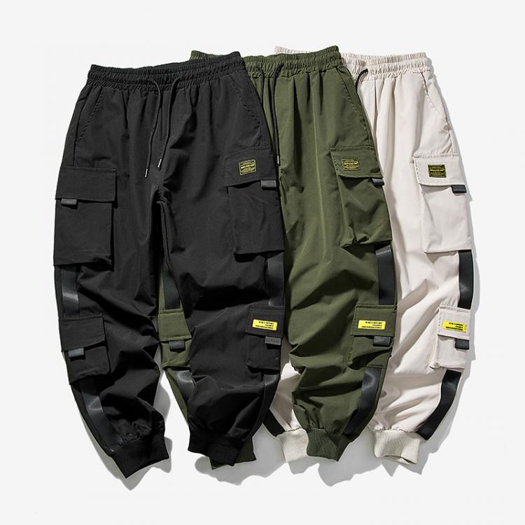 all in one place בגדי גברים 2020 New Hip Hop Joggers Cargo Pants Men Harem Pants Multi-Pocket Ribbons Man Sweatpants Streetwear Casual Mens Pants S-5XL