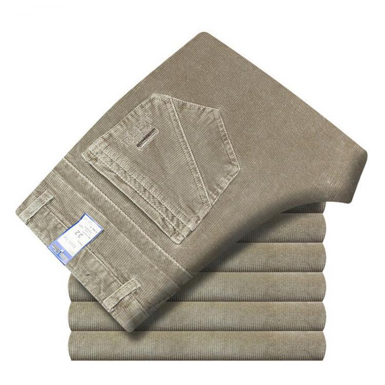 all in one place בגדי גברים Autumn Winter Velvet Corduroy Pants Men Business Casual Pants Loose Elastic Middle-aged Straight Fleece Thick Corduroy Trousers