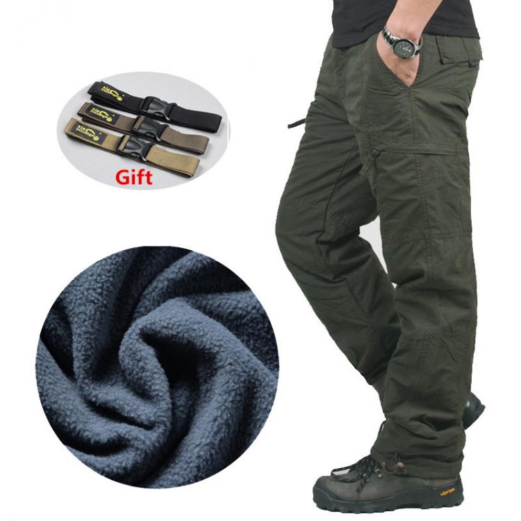 all in one place בגדי גברים Winter Thick Fleece Cargo Pants Men's Cotton Military Tactical Baggy Casual Pants Double Layer Plus Velvet Warm Thermal Trous