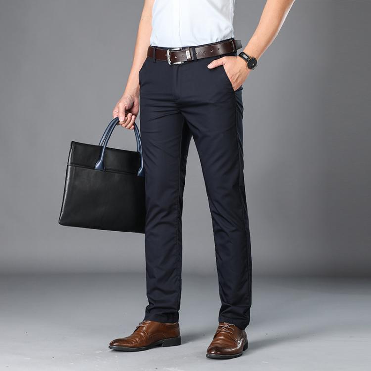 all in one place בגדי גברים BROWON Brand Pants Men Casual Mid Long Trousers Male Bamboo Fiber straight Work Pant men's summer thin big size 29-42