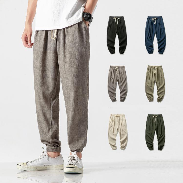 all in one place בגדי גברים Chinese Style Harem Jogger Pants Men Cotton Linen Sweatpants Trousers Men Casual Lightweight Spring Summer Men Joggers