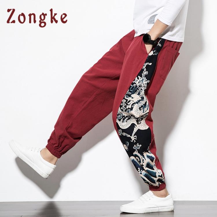 all in one place בגדי גברים Zongke Chinese Dragon Harem Pants Men Joggers Sweatpants Japanese Streetwear Men Pants Trousers Work Mens Pants 2021 M-5XL