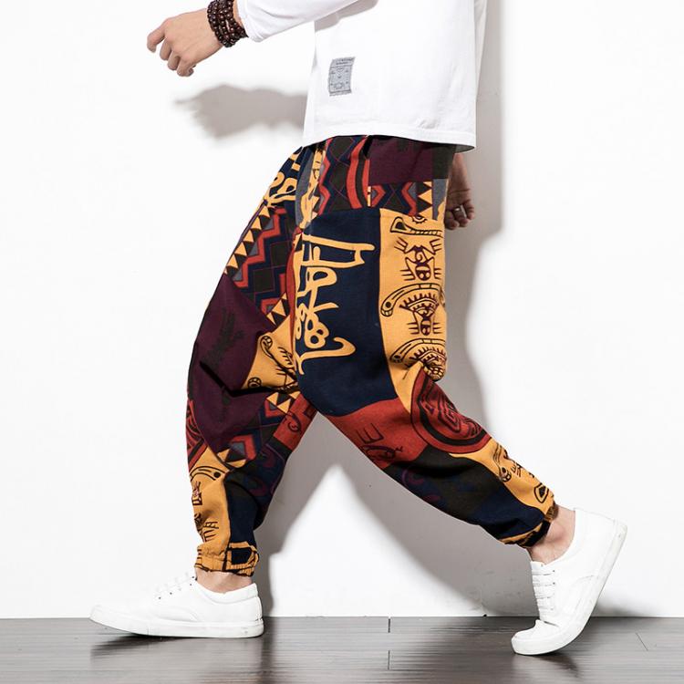 all in one place בגדי גברים Baggy Cotton Men Harem Pants with Pocket Men Hip-hop Harem Pants Wide Leg Trousers Casual Vintage Men Aladdin Pants