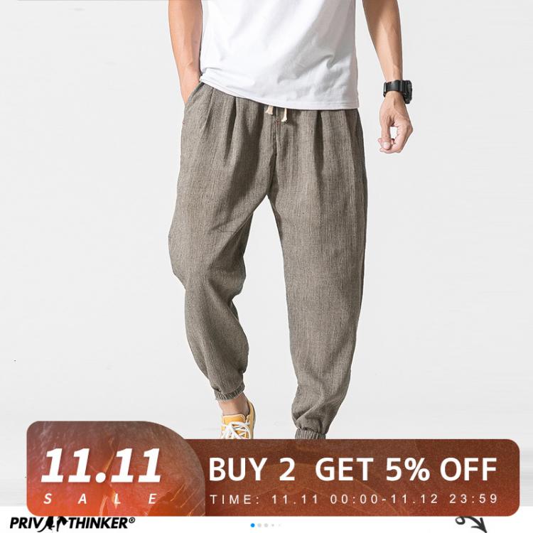 all in one place בגדי גברים Privathinker Cotton Linen Casual Harem Pants Men Joggers Man Summer Trousers Male Chinese Style Baggy Pants 2021 Harajuku Clothe