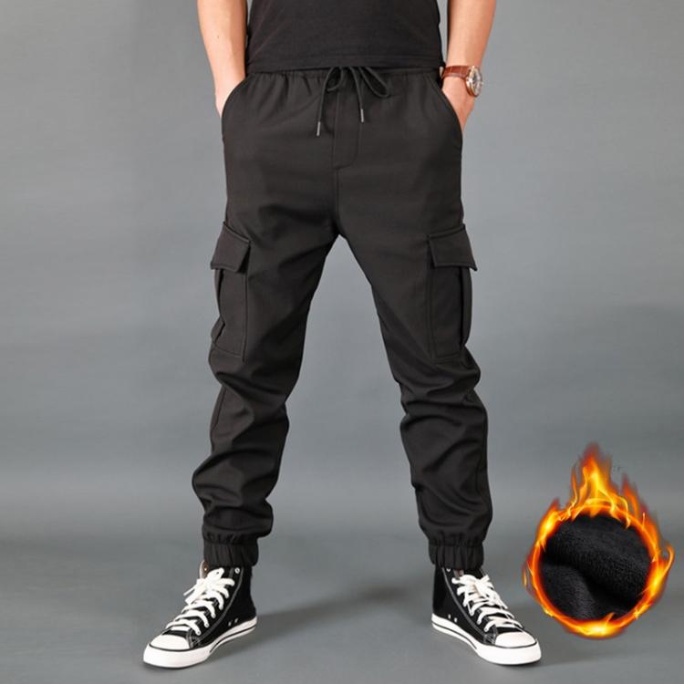 all in one place בגדי גברים Puimentiua New Winter Men Pants Thick Fleece Joggers Multi Pocket Loose Sport Trousers Male Casual Warm Sweatpants Cargo Pant
