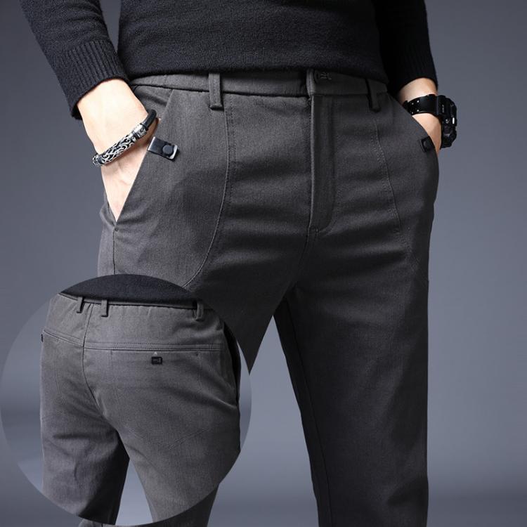 all in one place בגדי גברים 2020 New Men's Pants Slim Casual Pants Full Length Fashion Business Stretch Trousers Male Brand Pants Black Blue Pantalones