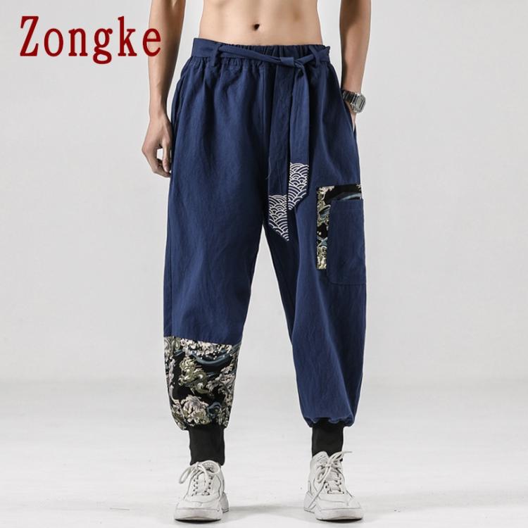 all in one place בגדי גברים Zongke Casual Harem Pants Men Clothing Joggers Japanese Streetwear Linen Men Pants Trousers Hip Hop M-5XL 2021 New