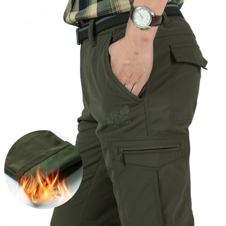 all in one place בגדי גברים Men's Fleece Tactical Pants Winter Warm Cargo Pant Military SoftShell Work Trousers Shark Skin Thick Warm Waterproof Pants M-