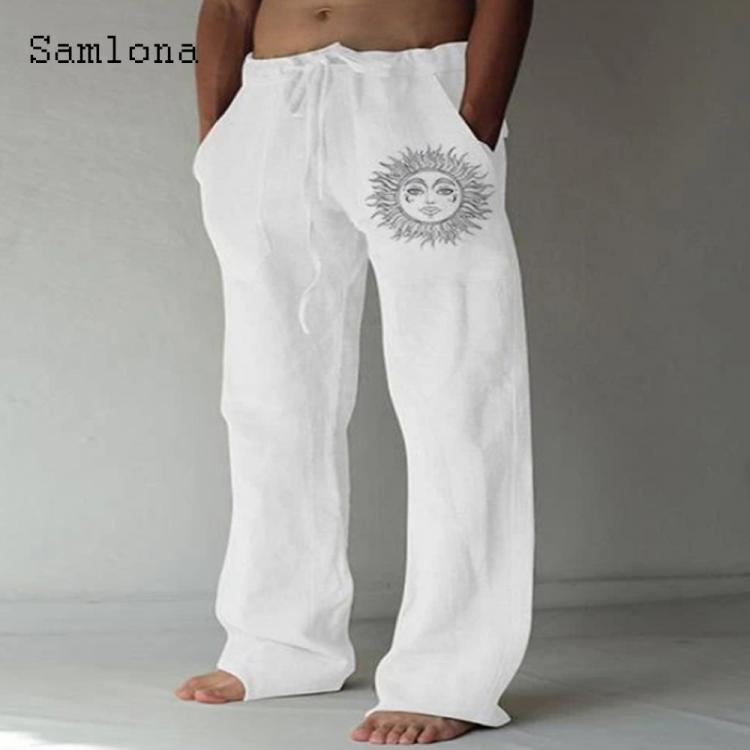 all in one place בגדי גברים 2021 Men's Stand Pocket Casual Linen Pants Drawstring Loose Trouser Plus Size 3xl Mens Fashion Hip Hop Sweatpants Men Streetw