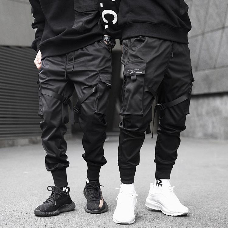 all in one place בגדי גברים 2021 Ribbons Men Jogger Sweatpants Men's Cargo Pants Streetwear Hip Hop Casual Black Harem Pants Male Harajuku Fashion Trouse