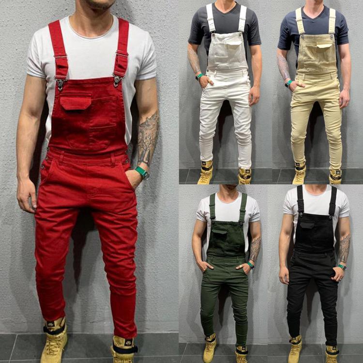 all in one place בגדי גברים Men's Denim Dungaree Bib Overalls Jumpsuits Moto Biker Jeans Pants Trousers Plus Size Mens Casual Overalls