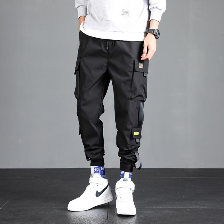 all in one place בגדי גברים 2021 Ribbons Harem Joggers Men Cargo Pants Male Harajuku Fashion Trousers Streetwear Hip Hop Casual Pockets Track Pants S-5XL