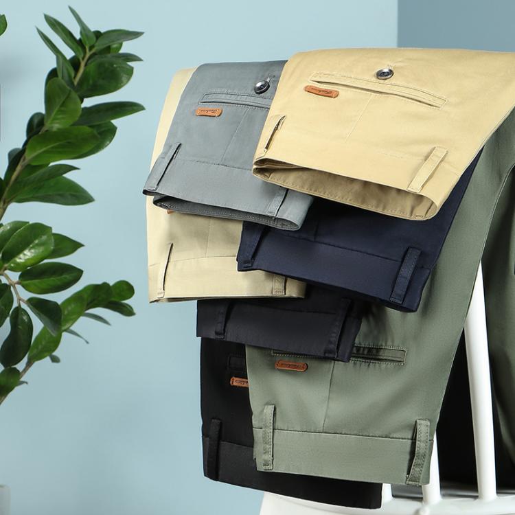 all in one place בגדי גברים 2021 Spring and Summer New Men's Khaki Thin Casual Pants Business Fashion Solid Color Stretch Straight-leg Trousers Male Bran