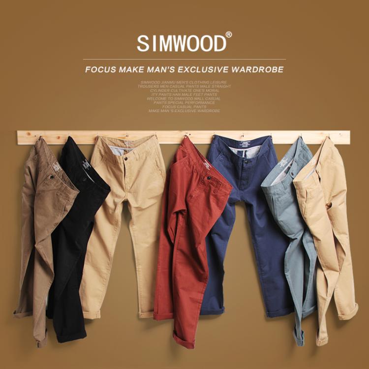 all in one place בגדי גברים Simwood Brand Spring Summer New Fashion 2021 Slim Straight Men Casual Pants 100% Pure Cotton Man Trousers Plus Size  KX6033