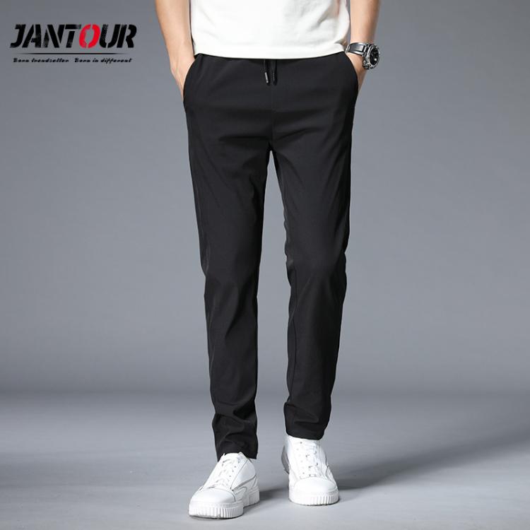all in one place בגדי גברים Men Pants Casual Mens Business Classics Elasticity Lace Waist Straight Full Length Fashion Black Khaki Breathing Trousers Male