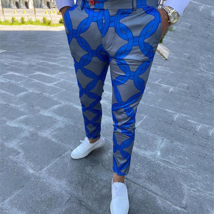 all in one place בגדי גברים Men's Casual Social Pants Ring Print Skinny Pencil Pants Zipper Elastic Waist Suit Male Pants Trousers Men's clothing