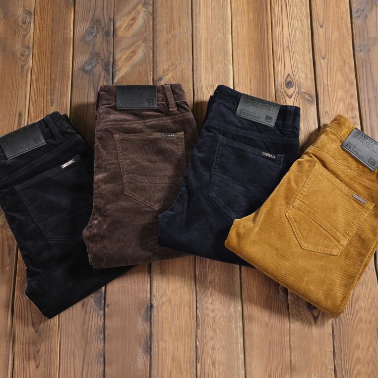all in one place בגדי גברים 2020 New Autumn Men's Thick Corduroy Stretch Casual Pants Classic Style Khaki Slim Trousers Male Brand Clothes
