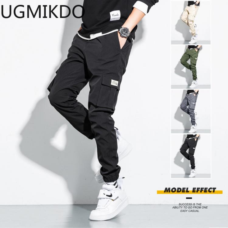 all in one place בגדי גברים Men's Side Pockets Cargo Harem Pants Ribbons Black Hip Hop Casual Male Joggers Trousers Fashion Casual Streetwear Pants Big S