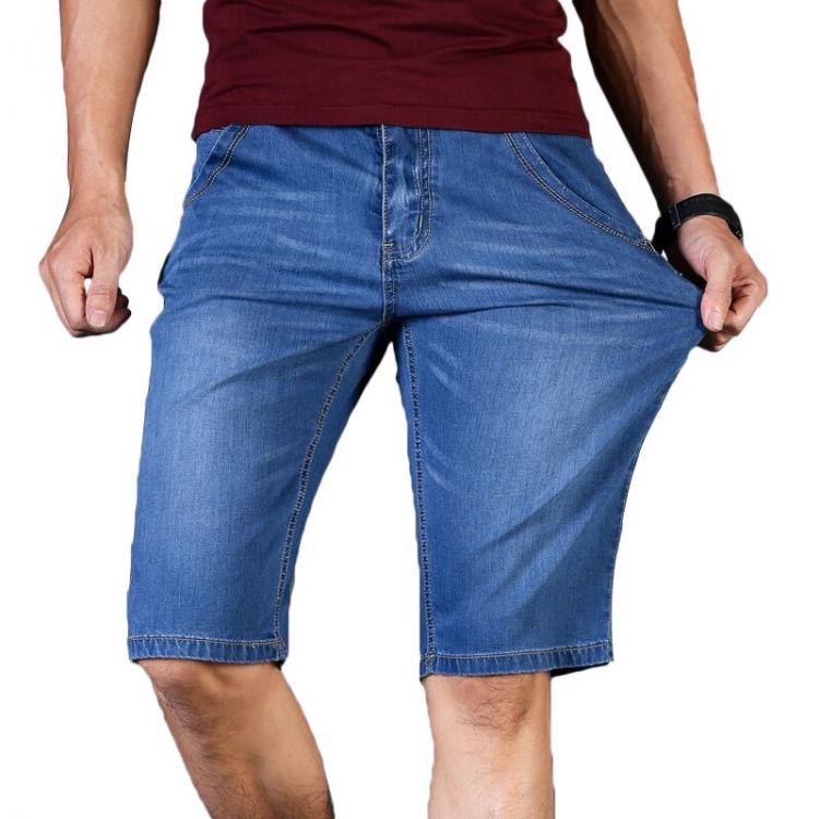 all in one place בגדי גברים Big Size 40 42 44 46 Summer New Men Business Denim Shorts Fashion Casual Stretch Slim Blue Thin Short Jeans Male