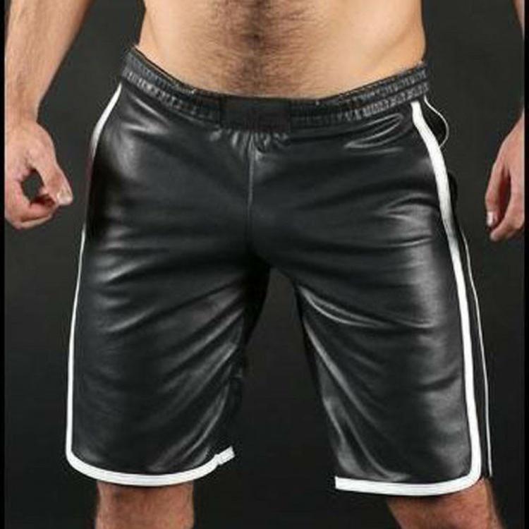 all in one place בגדי גברים Men Sports Boxer Shorts Sexy Casual Real Black Soft Leather Gym Boxer Soft Black Pant Jogging Workout Fashion Sport Shorts Male