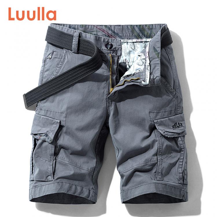 all in one place בגדי גברים Luulla Men Summer New Premium Stretch Twill Cotton Cargo Shorts Men Casual Fashion Solid Classic Pockets Legwear Shorts 28-38
