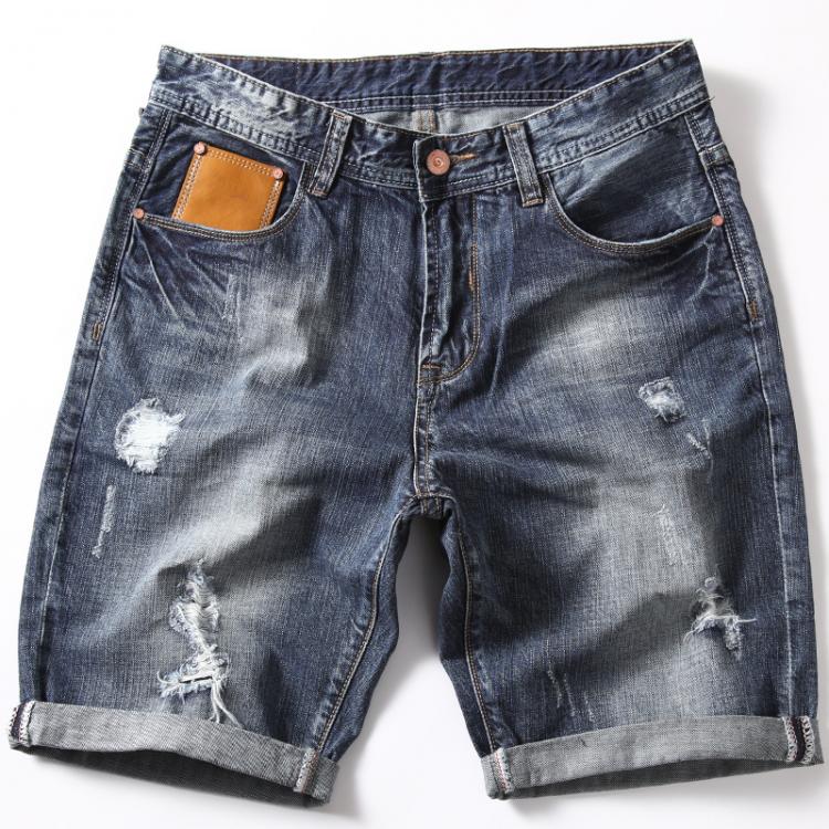 all in one place בגדי גברים 2019 Summer New Men's Denim Shorts Fashion Slim Fit Elastic Cotton Blue Wash Ripped Jeans Male Brand Clothes