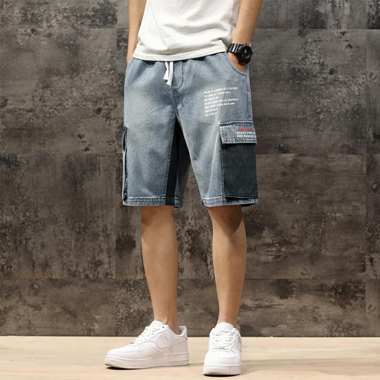 all in one place בגדי גברים Men Denim Shorts 2021 Streetwear Elastic Waist Breeches Bermuda Male Big Pocket Casual Half Jean Summer Fashion Cargo Shorts Men