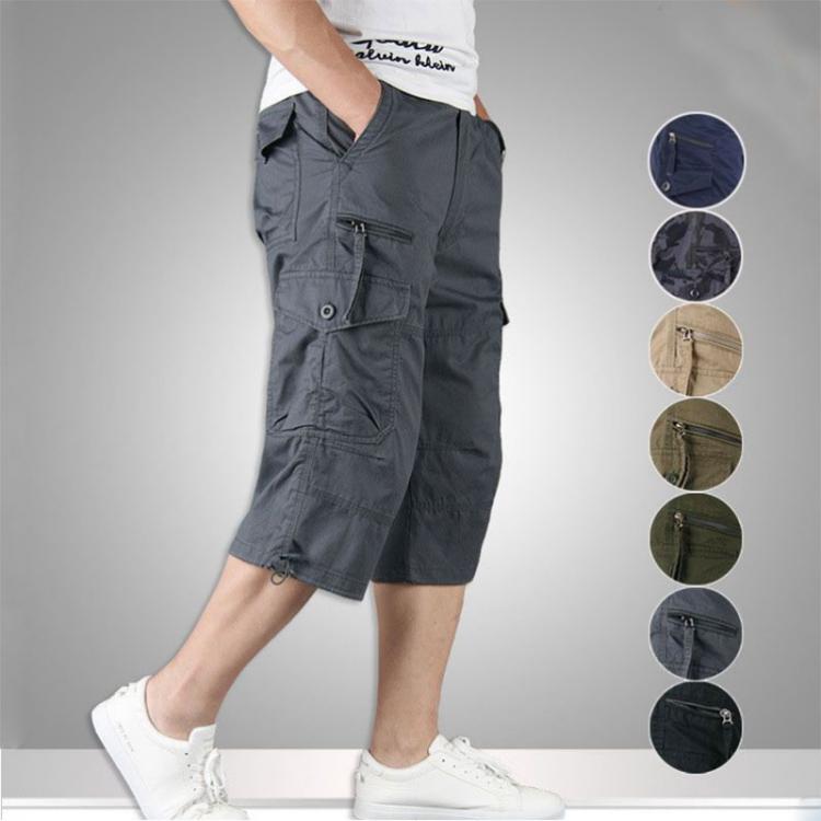all in one place בגדי גברים 2021 Summer Men's Casual Cotton Cargo Shorts Long Length Multi Pocket  Capri Pants Male Military Camouflage Short Size M-5XL