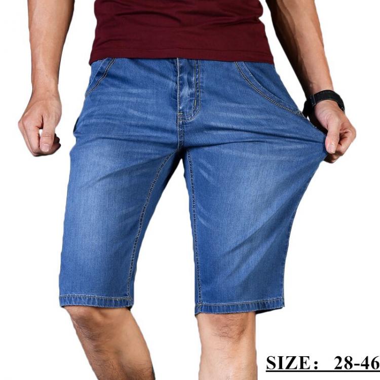 all in one place בגדי גברים plus size 40 42 44 46 Summer Thin New Men Business Denim Shorts Fashion Casual Stretch Slim Blue Jeans Short