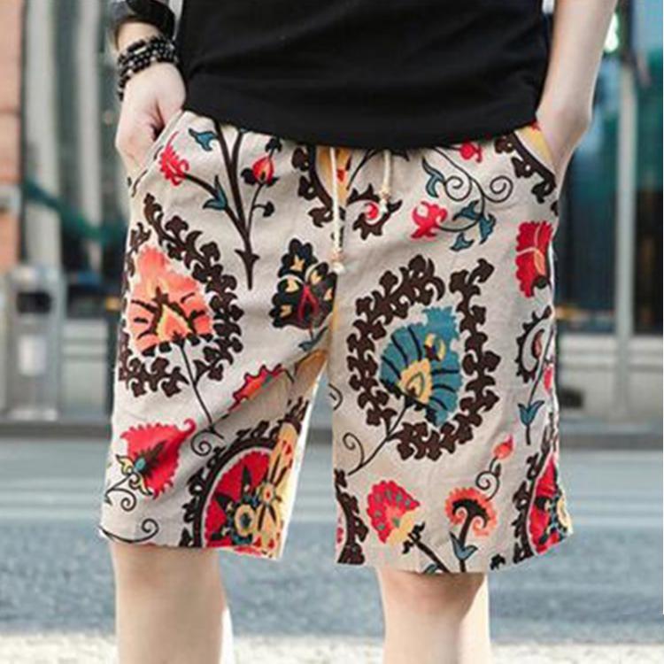 all in one place בגדי גברים Men's beach shorts personality printing 2020 summer thin section breathable comfort casual men's linen shorts large size