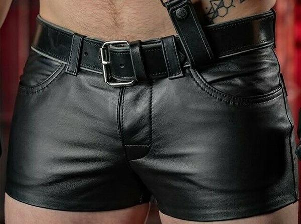 all in one place בגדי גברים Men's Real Sheep Leather Shorts Pure Guaranteed Leather Fitness Shorts Summer Shorts (No Belt) S-5XL