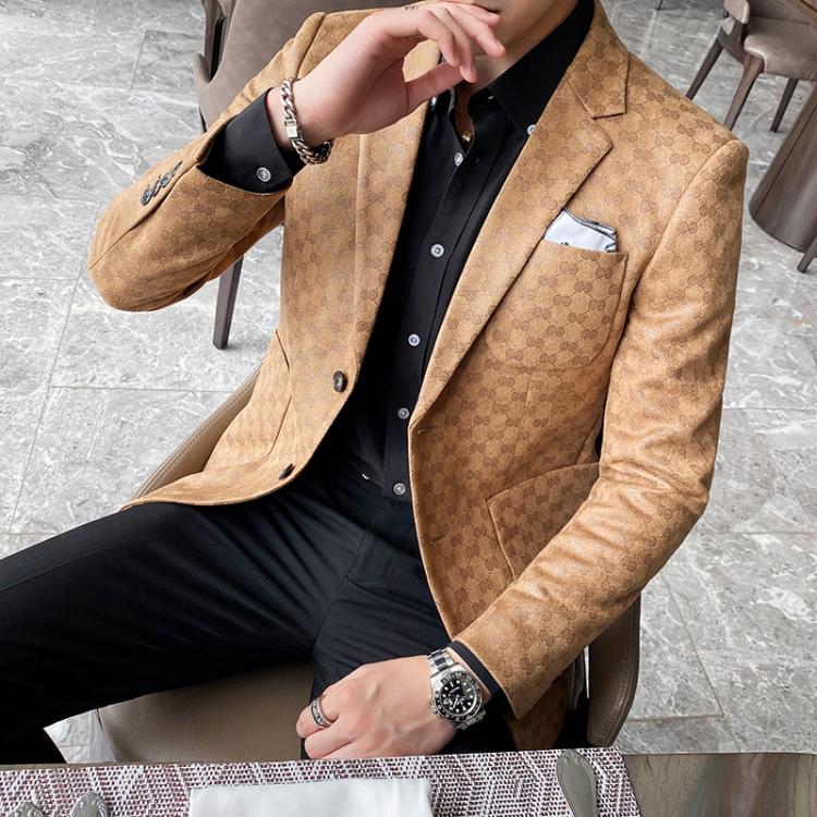 all in one place בגדי גברים 2020 Men Blazers British Style Printed Blazer Masculino Wedding Business Casual Suit Jacket Streetwear Social Coat Ropa Hombre