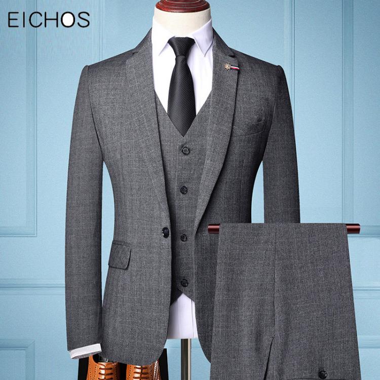 all in one place בגדי גברים Men's Groom Wedding Suit Plaid Style Tuxedo For Man (Jackets + Vest + Pants) Fashion Casual Business Three-piece Suit Men M-6