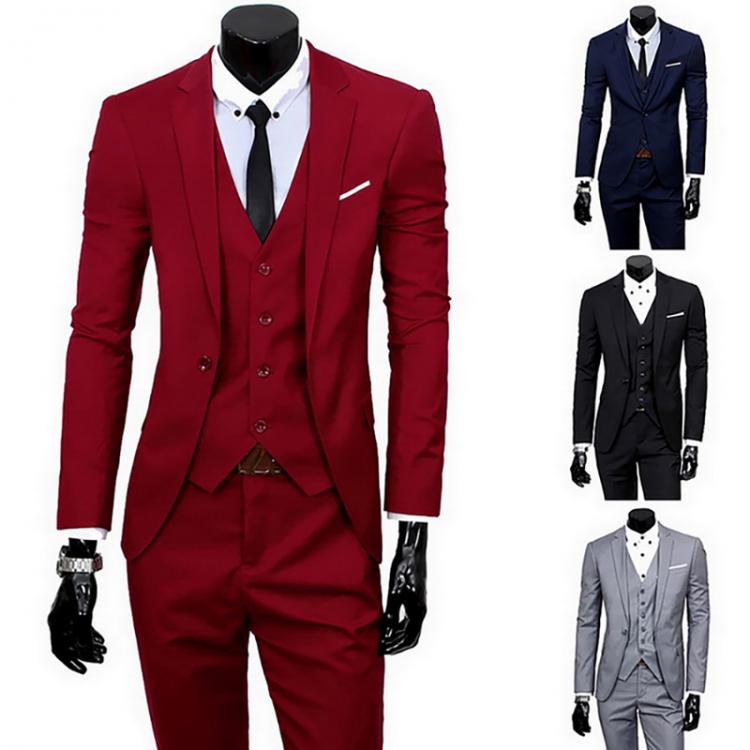 all in one place בגדי גברים DIHOPE Men Spring 3 Pieces Classic Blazers Suit Sets Men Business Blazer +Vest +Pants Suits Sets Autumn Men Wedding Party Set
